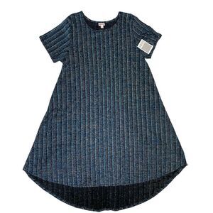 LuLaRoe Womens Dress‎ Carly Size 3XL Elegant Blue Silver Metallic Sparkle 3X NWT
